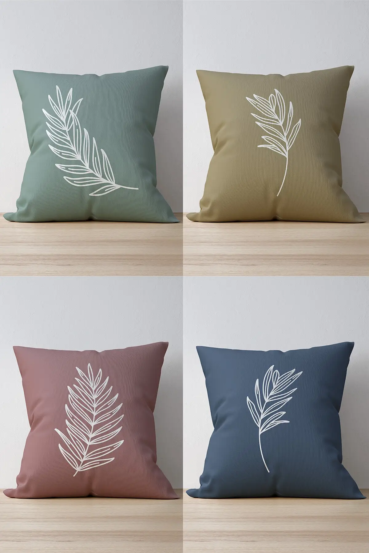 Double Sided Printed Pastel Leaf Patterned 4-Set Suede Cushion Cover 43*43 Cm Home, Garden, Balcony Decoration, Free Shipping