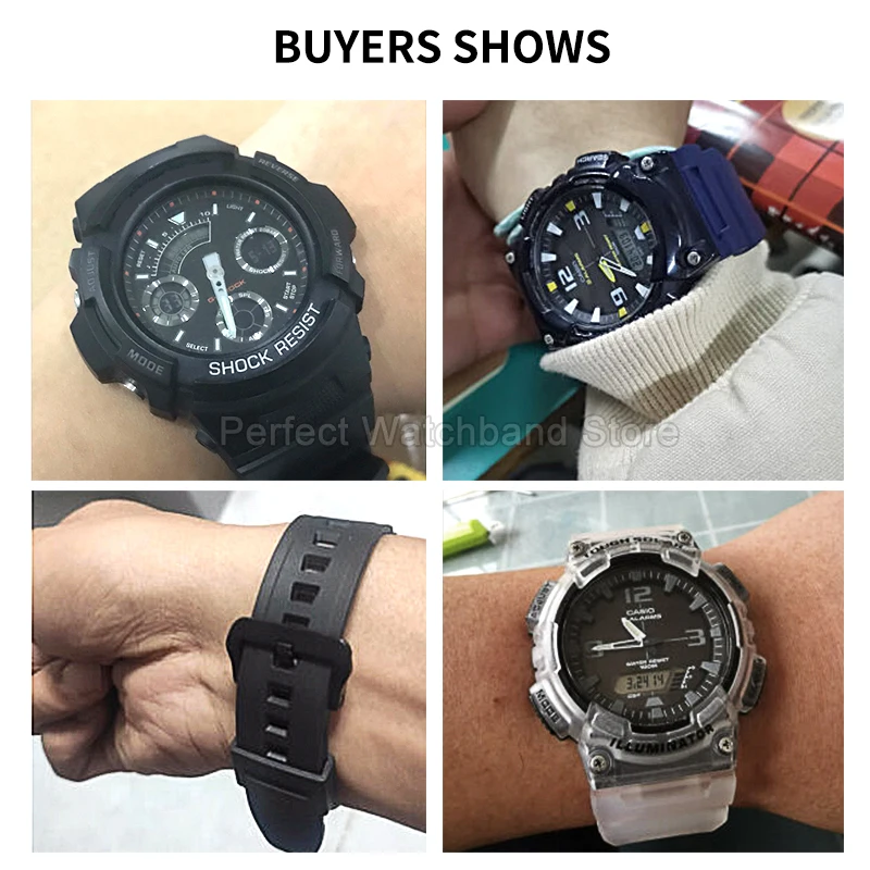 카시오 4778AW-591/590/5230AWG-M100/101 16mm 수지 시계 액세서리 내구성 스크래치 방지 블랙 레드 블루 솔리드 스틸 버클