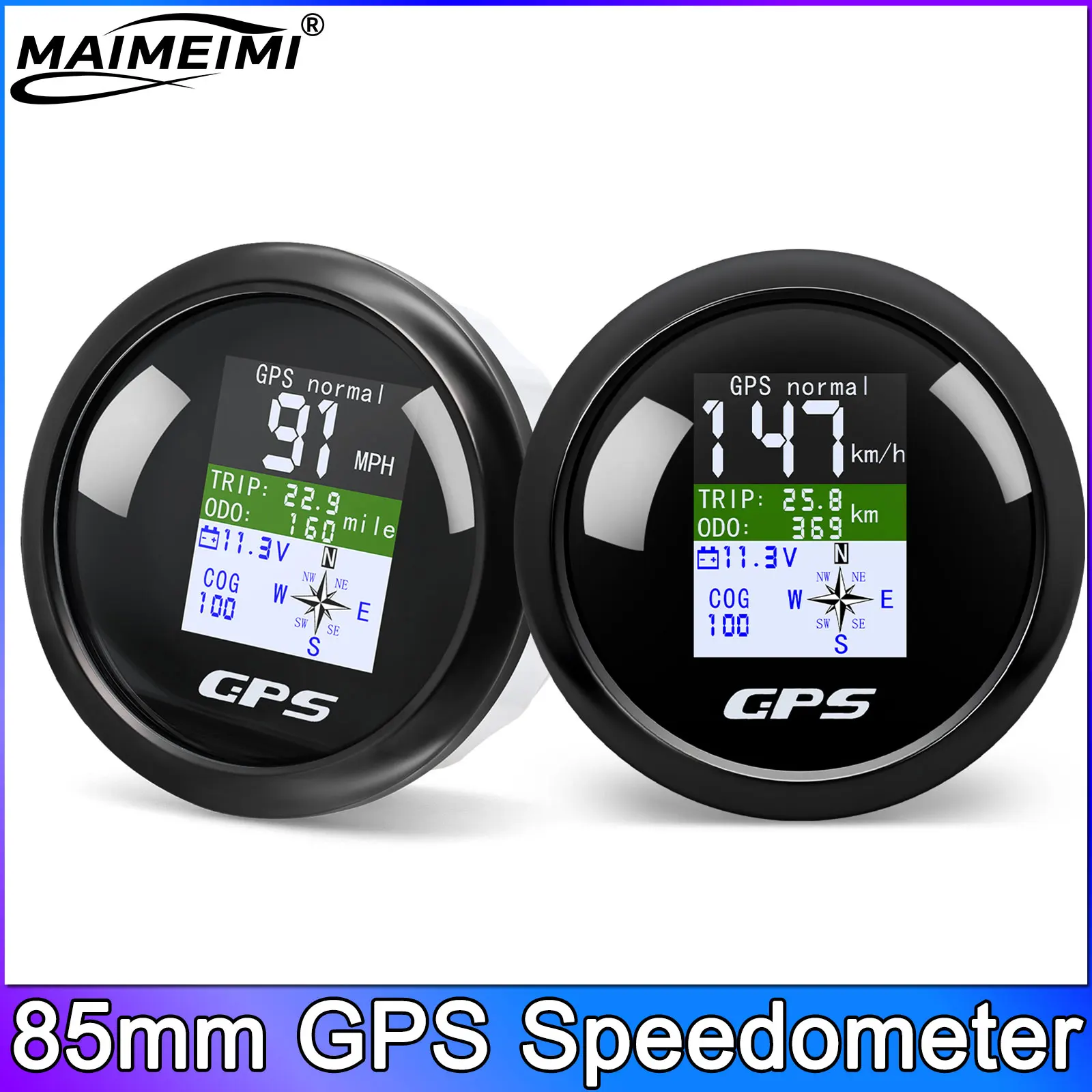 

85 мм GPS-спидометр MPH Knots км/ч TFT-экран с GPS-антенной Водонепроницаемый измеритель скорости для мотоцикла, лодки, автомобиля, грузовика