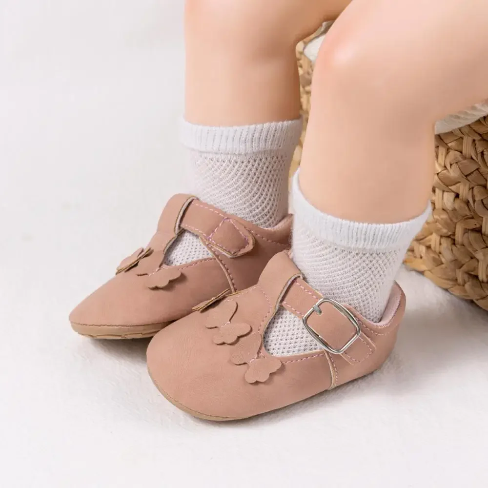 Meckior Anti Slip Baby Shoes Solid Color Shallow Mouth Baby Princess Shoes Soft Rubber Sole Breathable Kids Toddler Shoes