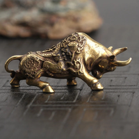 Car Decoration Miniature Ornaments Retro Brass Bull Sculpture Office Desk Rich Cow Creative Small Gifts