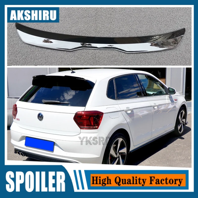 SPOILER EXTENSION For Volkswagen Polo AW MK6 Spoiler Lip ABS Plastic Glossy Black For VW Polo AW GTI R-Line 2018 - UP Roof Wing