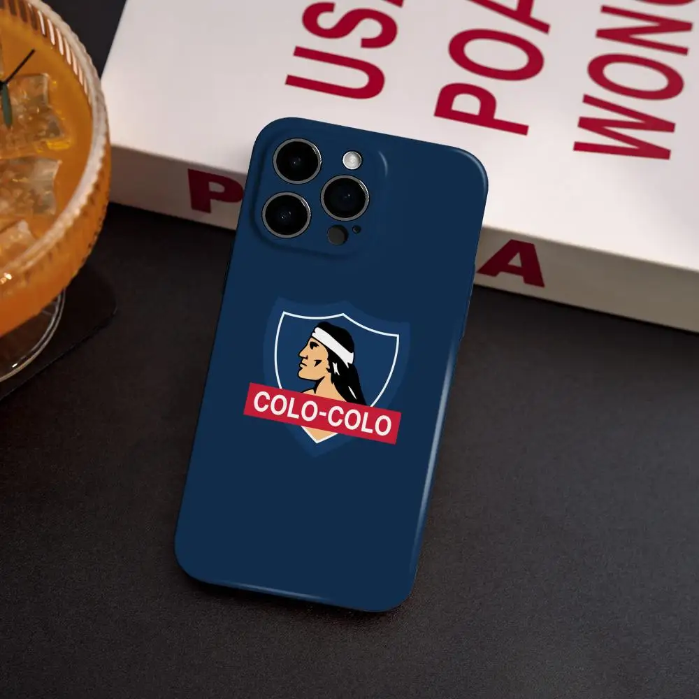 

Чехол для телефона Club Social y Deportivo Colo-Colo для iPhone 17, 16, 15, 14, 13, 12, Pro Max Plus, глянцевая жидкая пленка с тонкими отверстиями, мягкий корпус