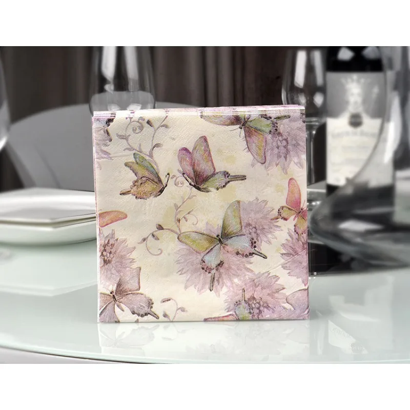 20Pcs/Bag Napkins Paper Butterfly Decoupage Napkin Paper Tissue for Xmas Wedding Decor Party Table Supplies