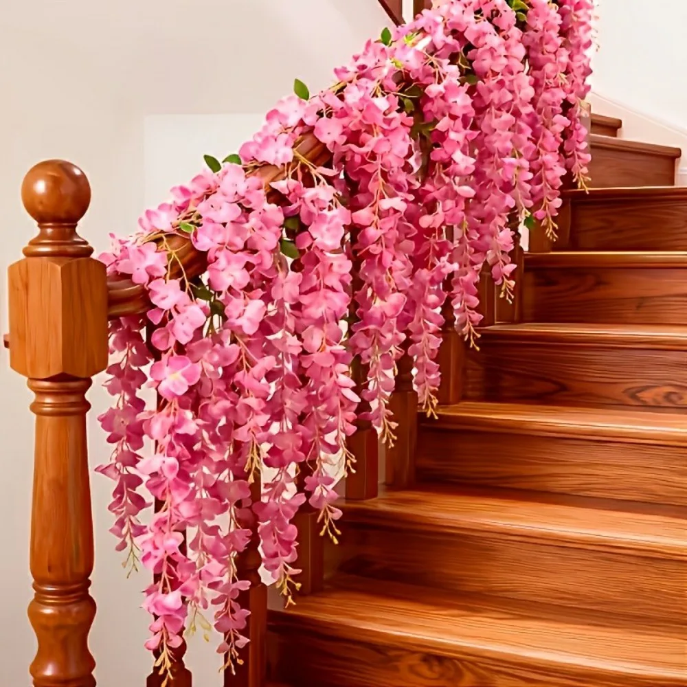 

Искусственная гирлянда из розовой глицинии, подвесные искусственные цветы для декора дома, сада, свадьбы, вечеринки, украшения стен