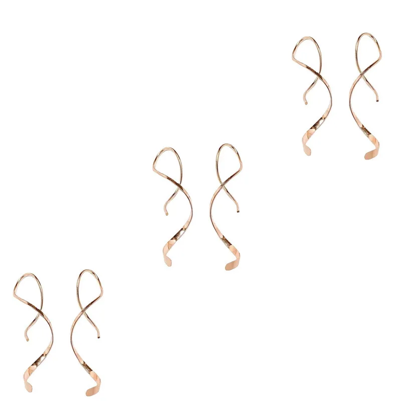 Fashion Unique Stainless Steel Twisted Long Hanging Drop Earrings for Women Men Irregular Gold Color Ear Piercing Jewelry