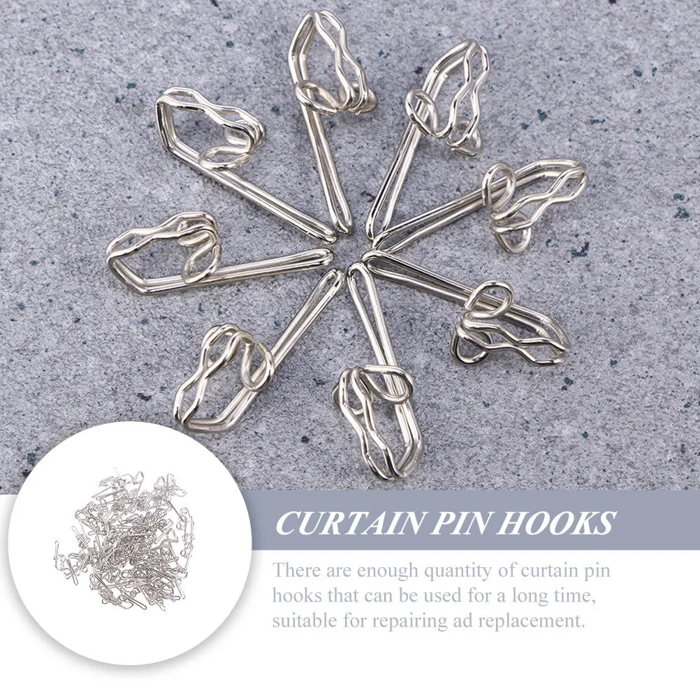 

100Pcs Curtain Hooks Metal Pin-on Rust-Resistant Hooks for Shower Drapes Door Hanging Curtains Curtain Hook Pin