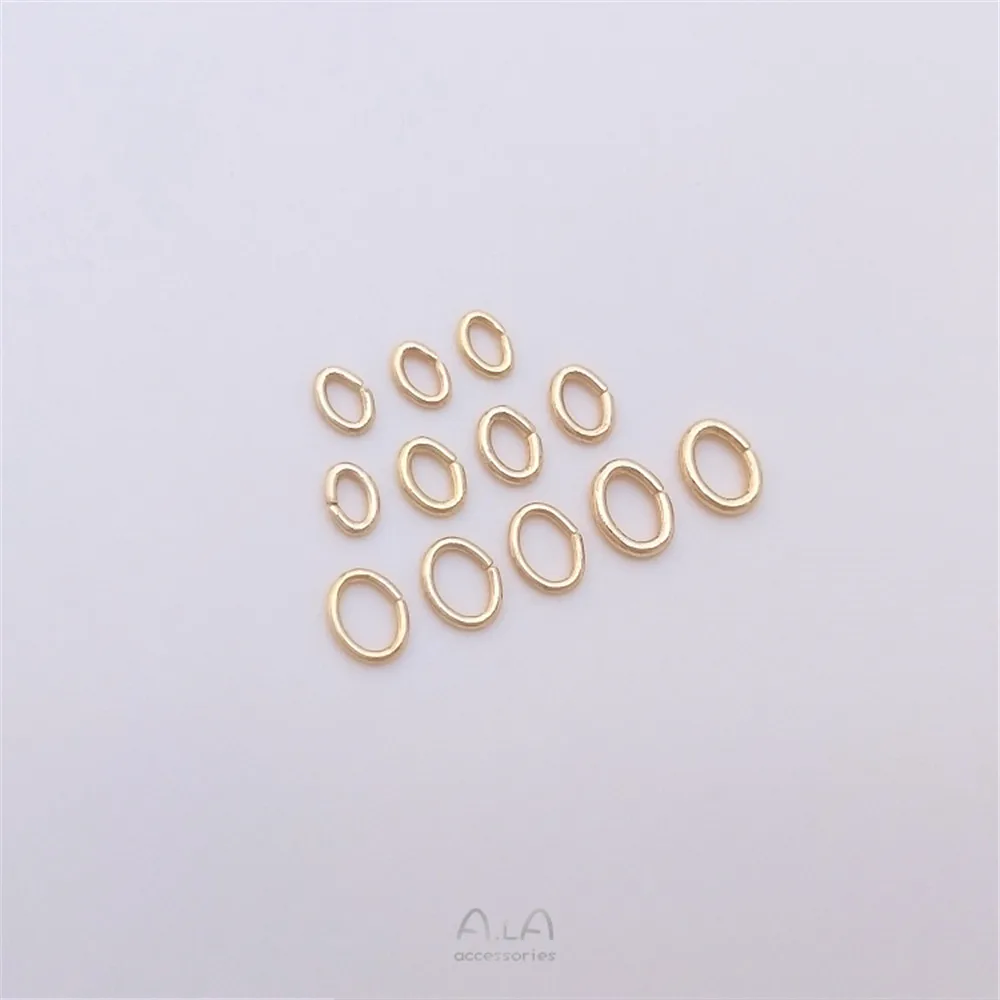 Open loop 14K gold Oval Single loop bracelet necklace Finishing connection ring diy handmade jewelry accessories