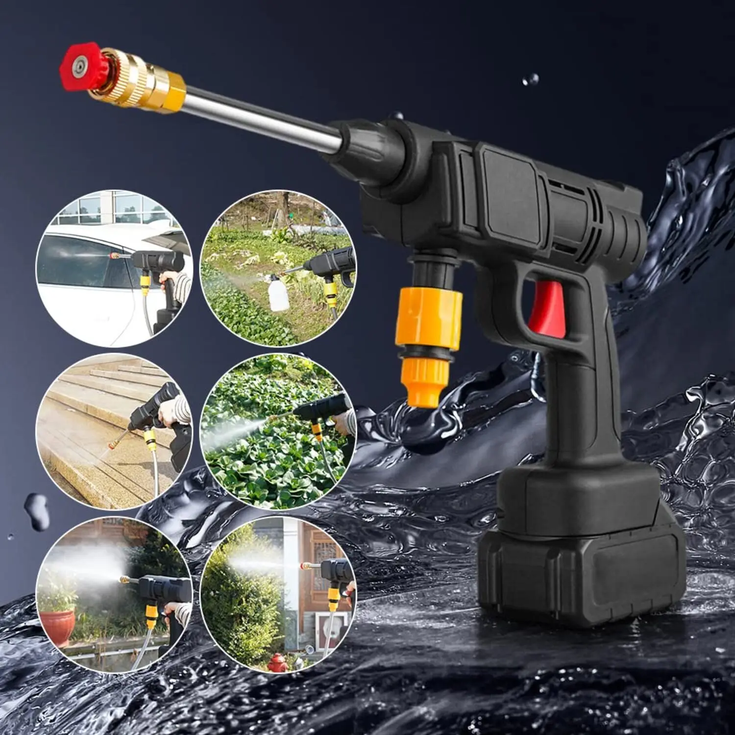 High Pressure Car Wash Water Spay Gun 200W 50Bar Portable Washer Rechargeable Mini Washing with Storage Box Cars Washing Machine