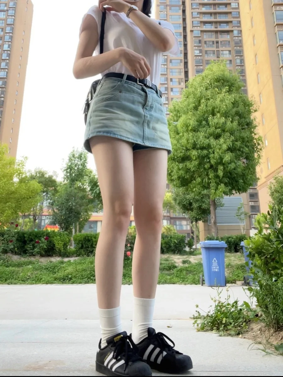 

Джинсовая юбка для похудения с высокой талией, женские юбки с принтом, корейские юбки трапециевидной формы для молодых женщин