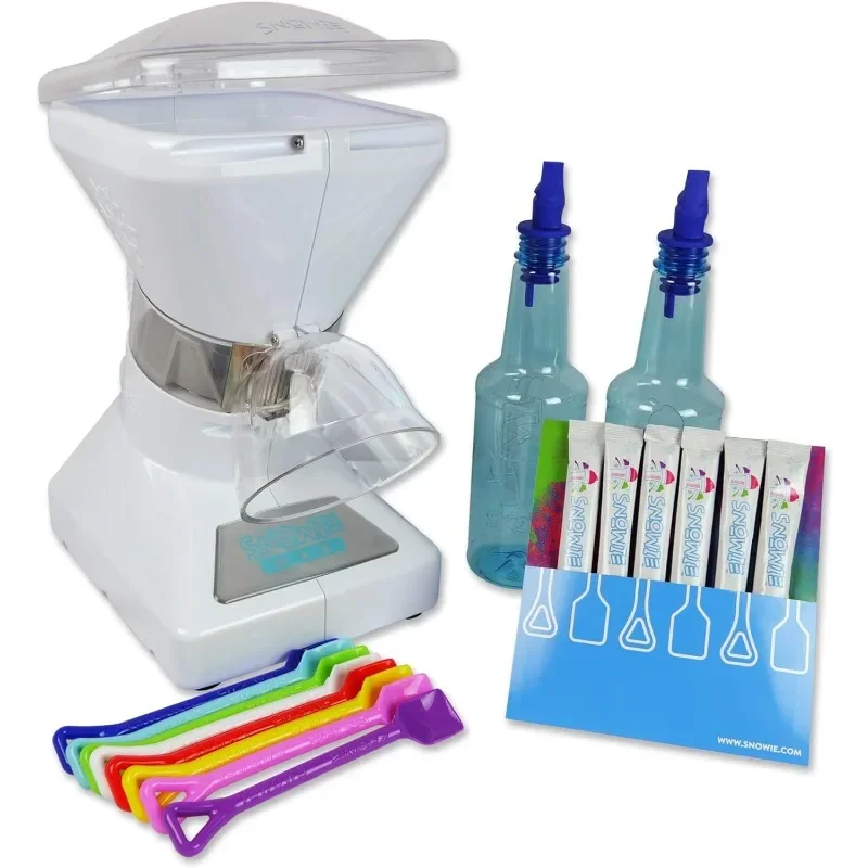 SNOWIE - Little Snowie Max Snow Cone Machine - Premium Shaved Ice Maker, With Powder Sticks Syrup Mix, 6-Stick Kit, White