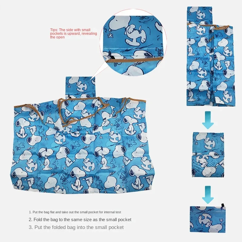 حقائب تسوق سنوبي قابلة للطي للنساء، حقيبة يد نايلون سميكة كبيرة الحجم، حقائب كتف محمولة ذات سعة كبيرة وصديقة للبيئة