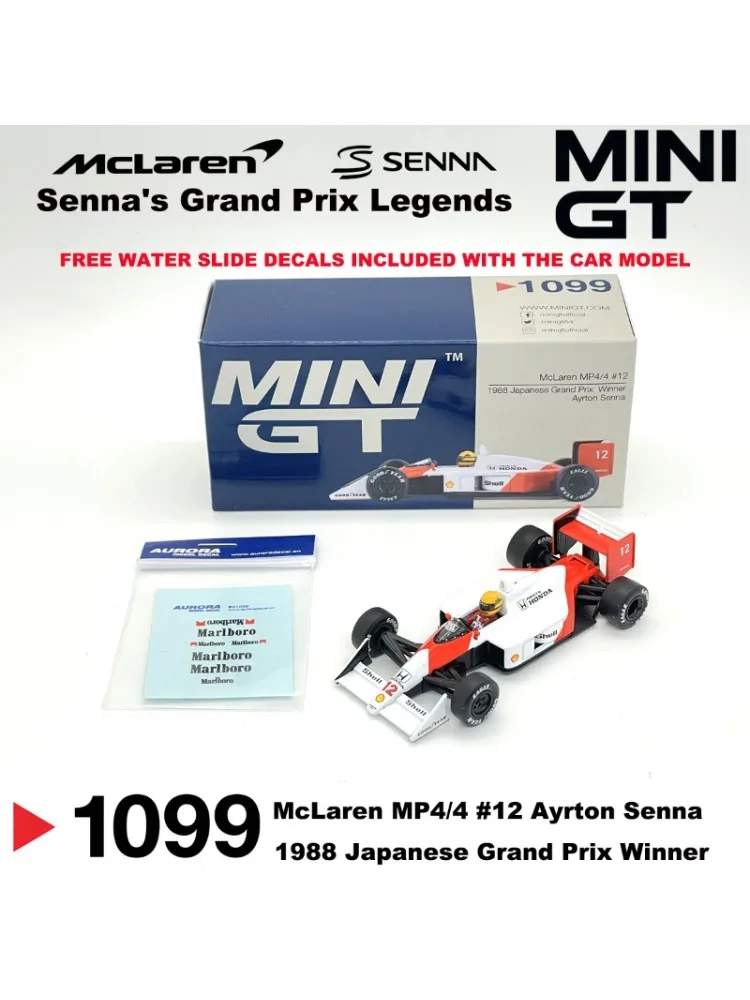 Auf Lager MGT01099 1988 Japanischer Grand-Prix-Sieger Ayrton Senna 1:64 MiniGT 1099 F1 McLaren MP4/4 # 12 Diecast-Automodell