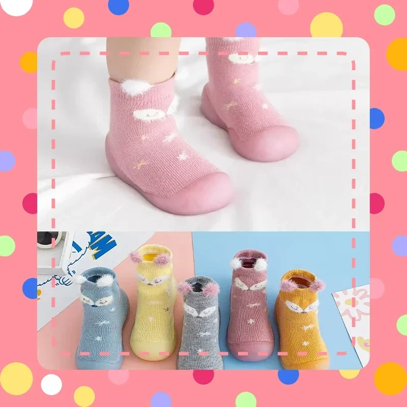 Zapatos para niños pequeños, calcetines altos y gruesos y cálidos para el suelo del bebé, zapatos de bebé de suela blanda para interiores para otoño e invierno