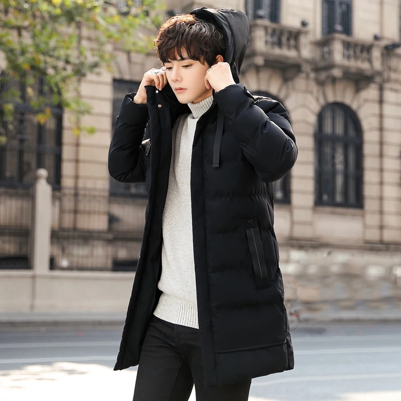 Male Winter Warm Long Outwear Hooded Thicken Mid-length Hooded Foe Men Warm Coat Winter Puffer Jacket Fashion Parka Overcoat