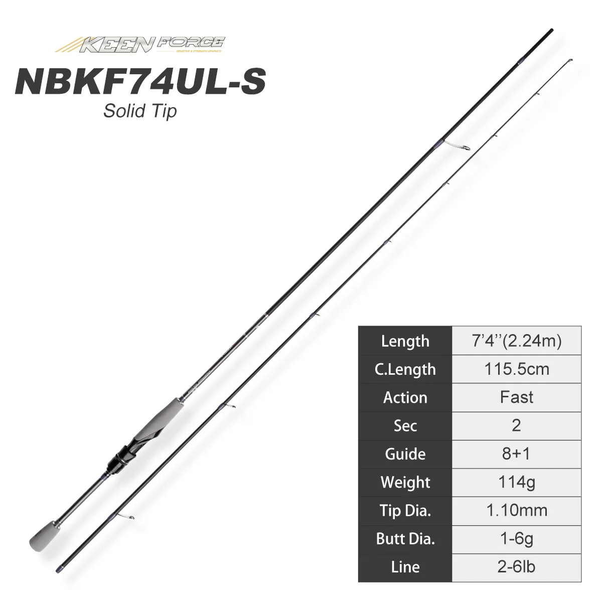 NOEBY キーンフォース釣竿 L UL ML M 2.04-2.9 メートルスピニング