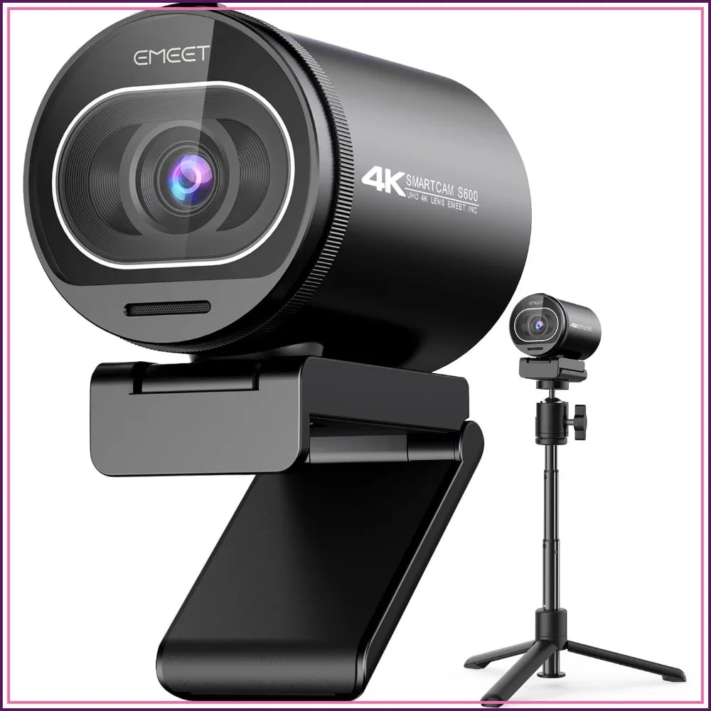 

4K Webcam with Tripod - Sony Sensor, PDAF Autofocus, 1080P@60FPS, 2 Noise Reduction Mics, Privacy Cover, 73° FOV for Streaming