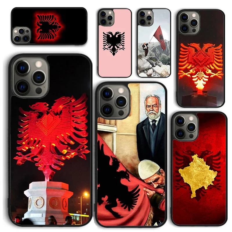 Albanian Flag Eagle Soft Phone Case For iPhone 16 15 SE2020 14 Max 6 7 8 Plus 11 12 13 Pro Max Mini Phone Cover coque Fundas