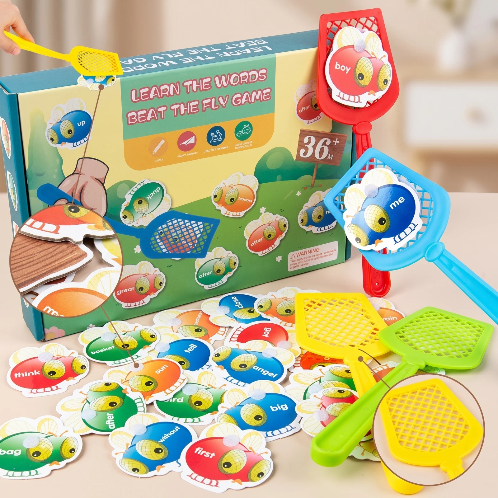 Fly Catching Game Family Card Game with Paddles Toy Easy to Learn Portable for Preschoolers, Classroom, Travel