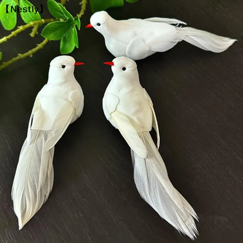 1/3/5Pcs Simulation Red Birds Handicraft Foam Dove Artificial Birds DIY Accessories With Clips Photo Props Faux Foam 〔Nest〕