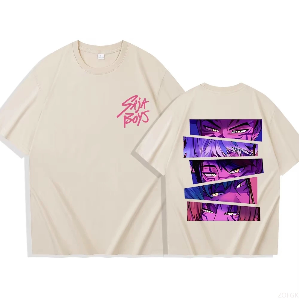 2025 new Kpop Demon Hunter Saja Boys T-shirt Harajuku O-neck Casual Anime T-Shirt Tops Unisex t shirts harajuku image 6