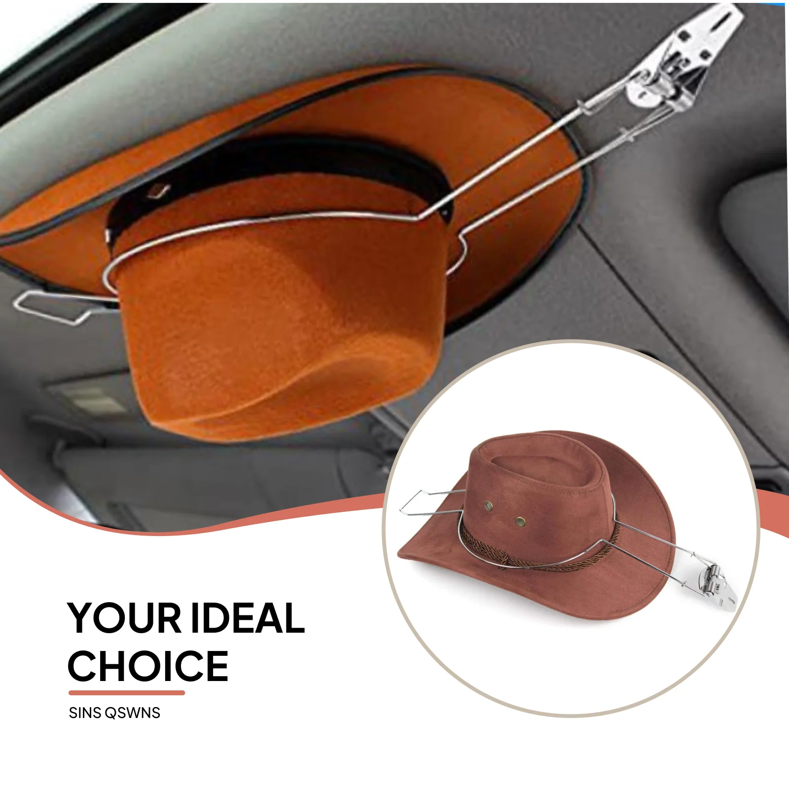Car Mounted Cowboy Hat Holder Rack Heavy Duty Hat Bracket Hanger Built in Spring Organizer Hat Clip Cap Rack for Auto Car