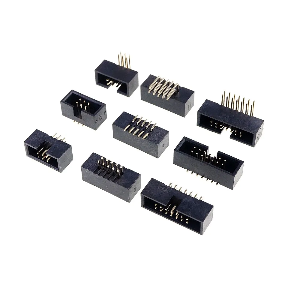 20 100 Pcs SMT IDC Box Header Shrouded 1.27MM 6 8 10 12 14 16 18 20 26 30 34 40 50 60 Pin Dual Row Right Angle DIP Male  Socket