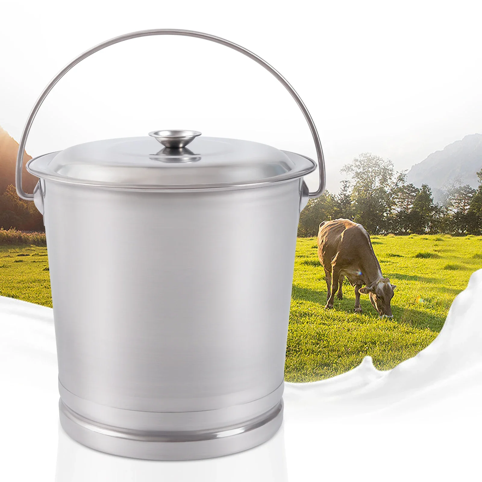 

NEW 8L/8.5 Qt Stainless Steel Storage Bucket Milk Round Pail Compost Bucket with Lid and Handle for various large events