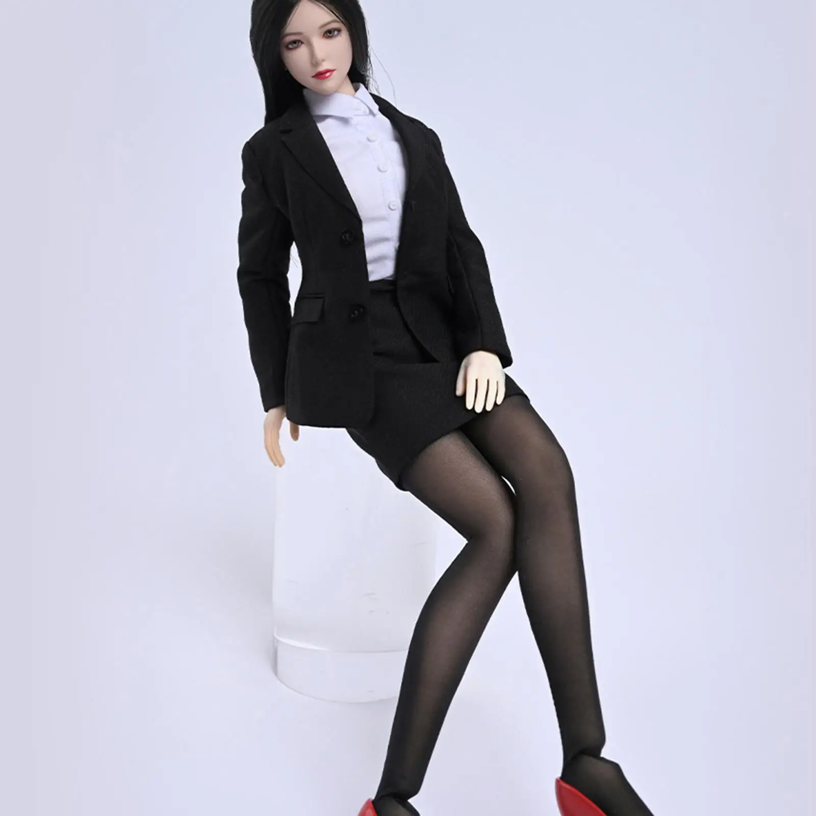

1/6 Scale Female Clothes Stylish Outfits Black Formal Suit Jacket with Stockings Miniature Collectible Woman Figure Fashion Wear