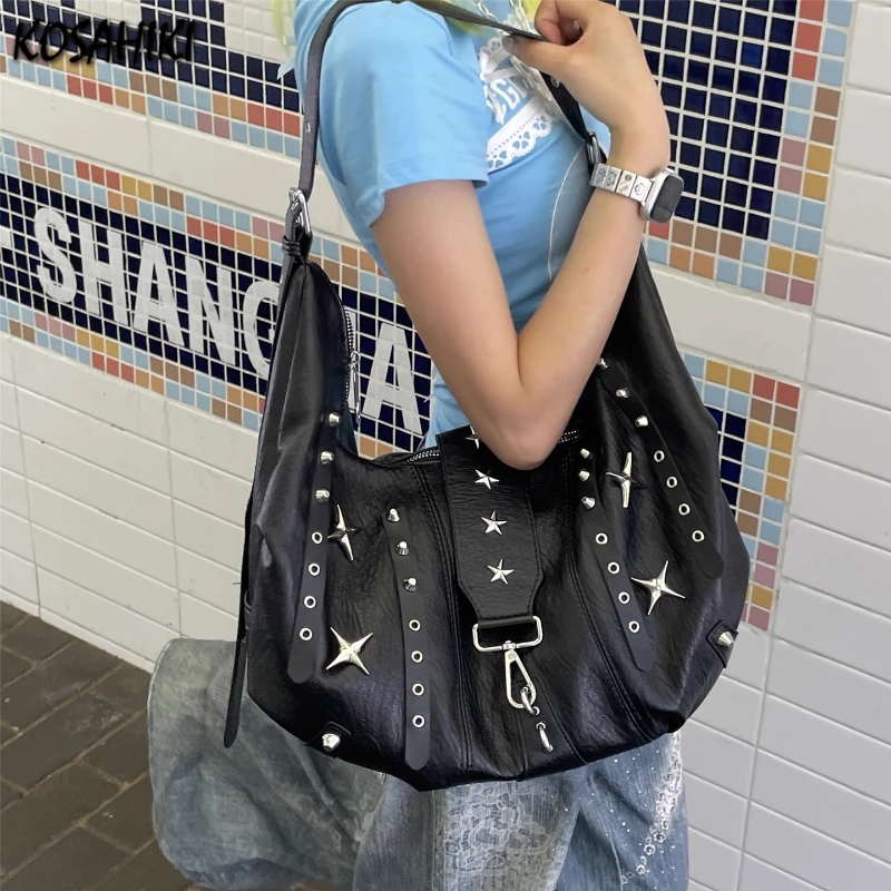 

Korean Y2k Aesthetic Fashion Shoulder Bag Vintage Women Pu Soft Leather Handbags All Match Ins Star Luxury Design Crossbody Bags