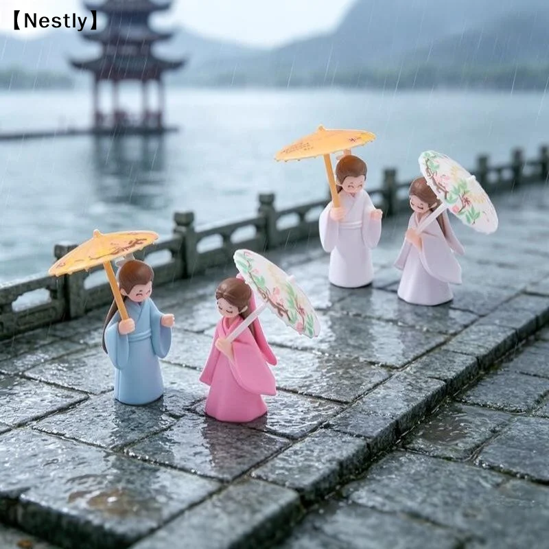 2pcs Ancient Miniature Couple Figurine Micro Landscape Ornament Supplies Household For Valentine's Day Decoration〔Nest〕