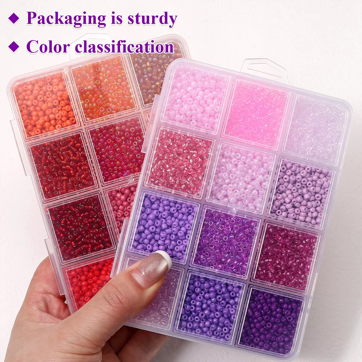 3mm 유리 시드 비즈 키트 정리함 포함 6000개/박스, DIY 쥬얼리 팔찌 목걸이 제작용 수공예 부자재