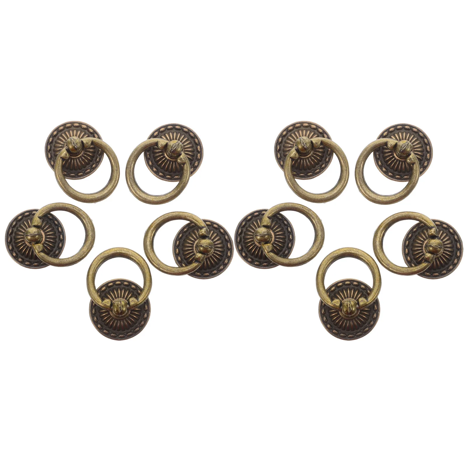 

10Pcs Copper Drawer Pulls Vintage Ring Design Distressed Finish Knobs for Dresser Cupboard Wardrobe Kitchen Cabinet Upgrade