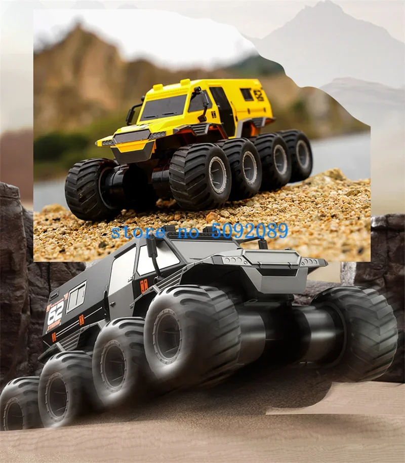 1:14 Amphibisches All-Terrain-Offroad-Fernbedienungs-Stunt-Auto, 3D-Drehung, wasserdicht, 8WD, starke Leistung, RC-Pantlerauto, LKW-Modell