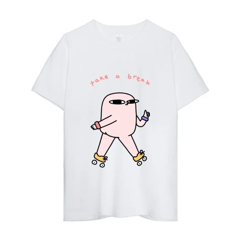 Ketnipz Cartoon T Shirt Women Couple Combination Clothes Short Sleeve Collar Fashion Man Cotton