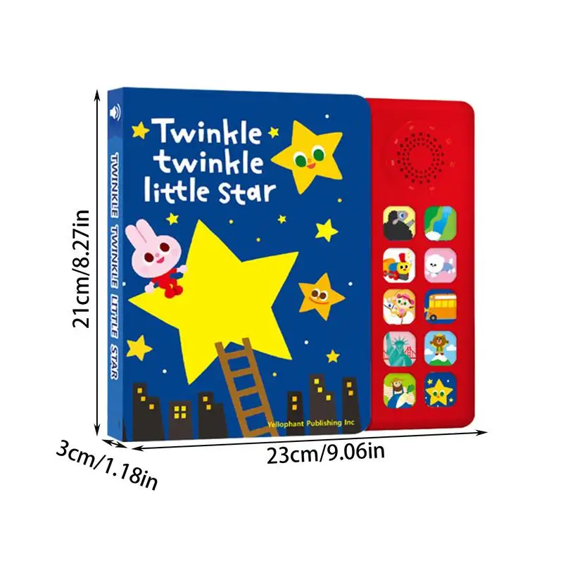 Livro de música interativo, livros de aprendizagem de músicas, 10 rimas de berçário, iluminação em inglês, auxiliares de ensino para meninos e meninas