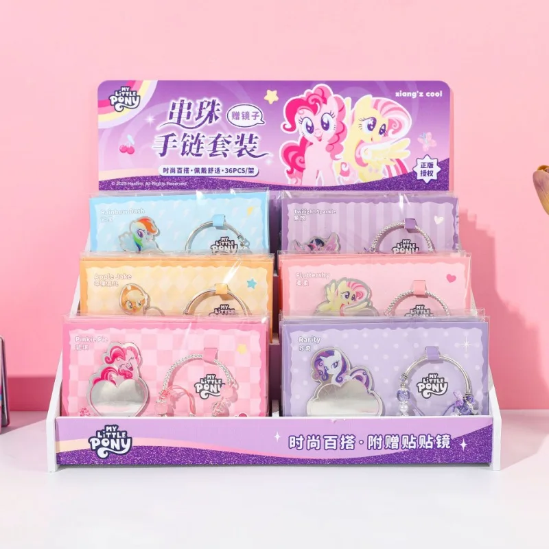 

6pcs New My Little Pony Bracelets Mirror Set Pinkie Pie Twilight Sparkle Girls Portable DIY Mirror Alloy Bracelet Holiday Gift