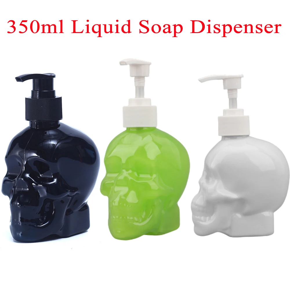 350ml Creative Skull Shape Liquid Soap Fillable Bottle Soap Dispenser Hand Soap Shower Gel Shampoo Transparent Empty Bottle