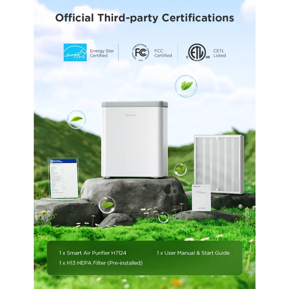 Smart Air Purifier for Home Large Rooms, Covers up to 1046 ft², PM2.5 Monitor, HEPA Sleep Mode,