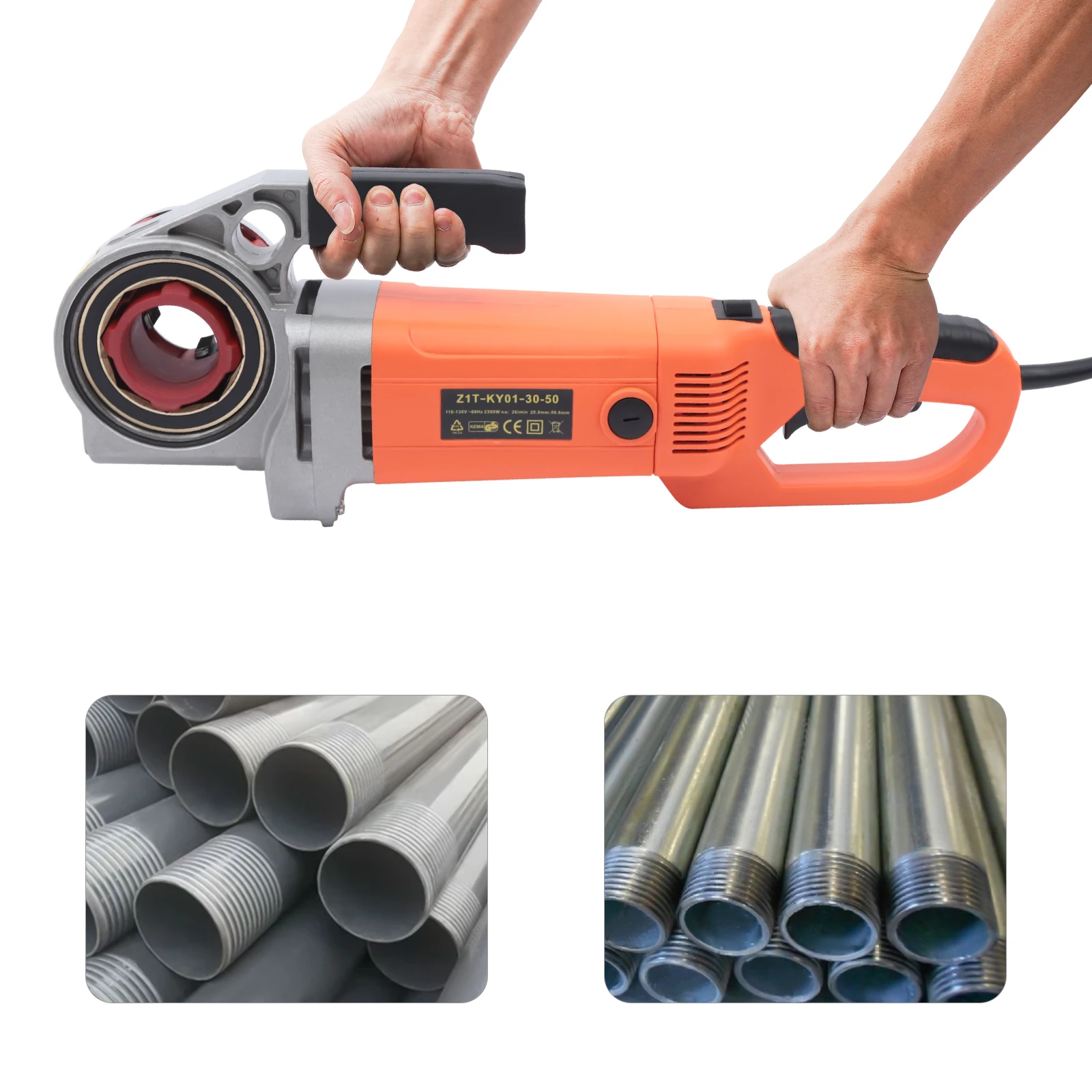 2300W Ratchet Pipe Cutter Threader Portable Handheld Electric Pipe Threading Machine with 6 Dies