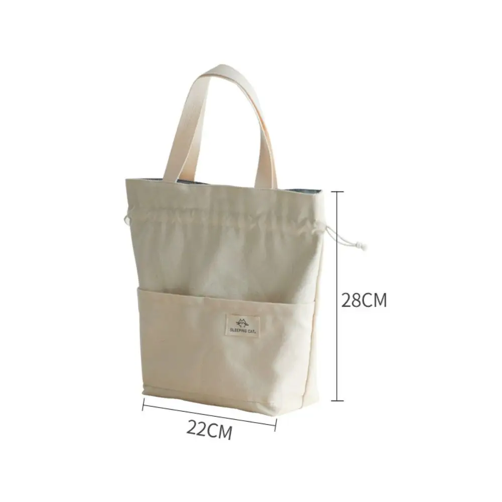 Drawstring Canvas Insulated Lunch Bag Thicken Aluminium Foil Thermal Box Tote Cooler Handbags Picnic Food Dinner Container