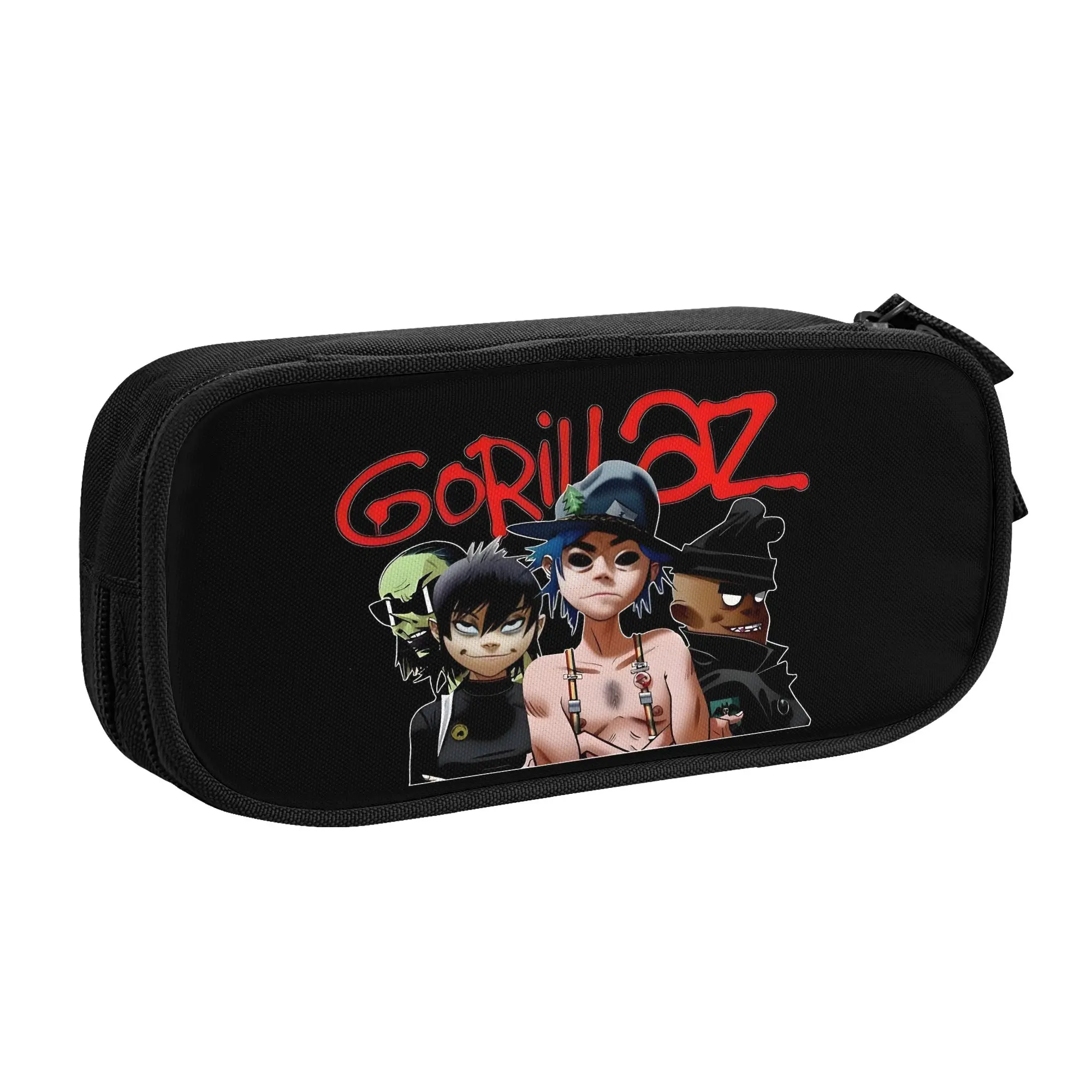 Cartoon Gorillaz English Rock Band  Pencil Cases for Boys Girls Large Storage Anime  Pen Bag Box Stationery
