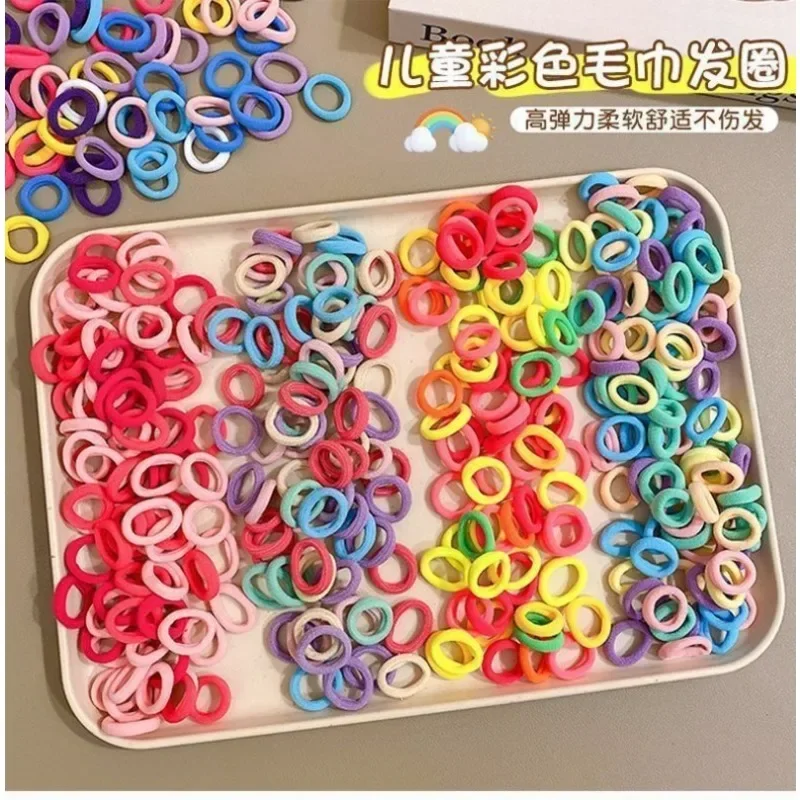 100Pcs Hair Bands for Children Colorful Nylon Scrunchie Hair Ties Rubber Band Kids Elastic Hair Leagues Girl Accessories