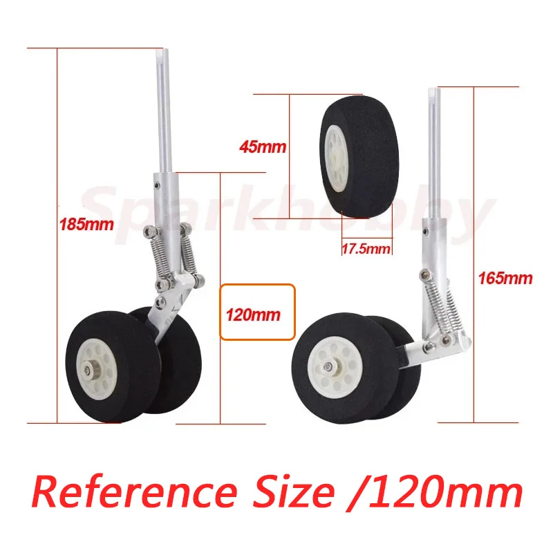 1PC 100 120 140mm ze stopu aluminium teleskopowe podwójne sprężyny dwukołowy klęczący zestaw do lądowania dla RC puszczania samolotów samolot