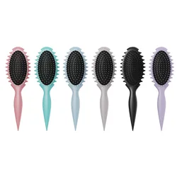 Cepillo de cerdas de jabalí para rizos, cepillo elíptico para desenredar el cabello, peine para el cabello enredado, moldeador, definición de rizos, herramientas de estilismo de peluquero