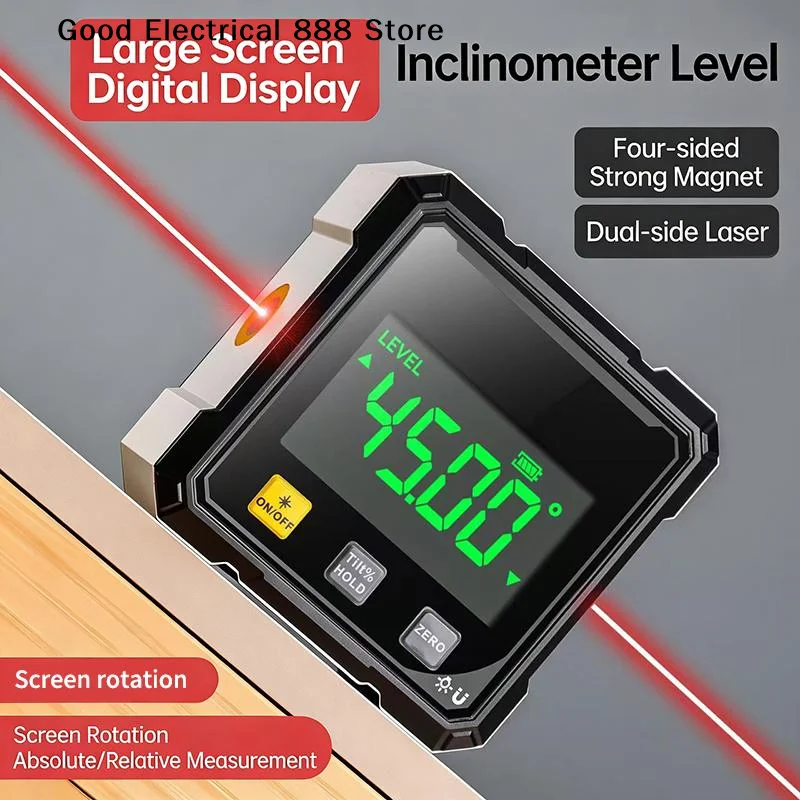 【GE】 4-Side Magnetic Digital Display Laser Instrument Horizontal Angle, Inclination Angle And Electronic Measurement Slope Tool