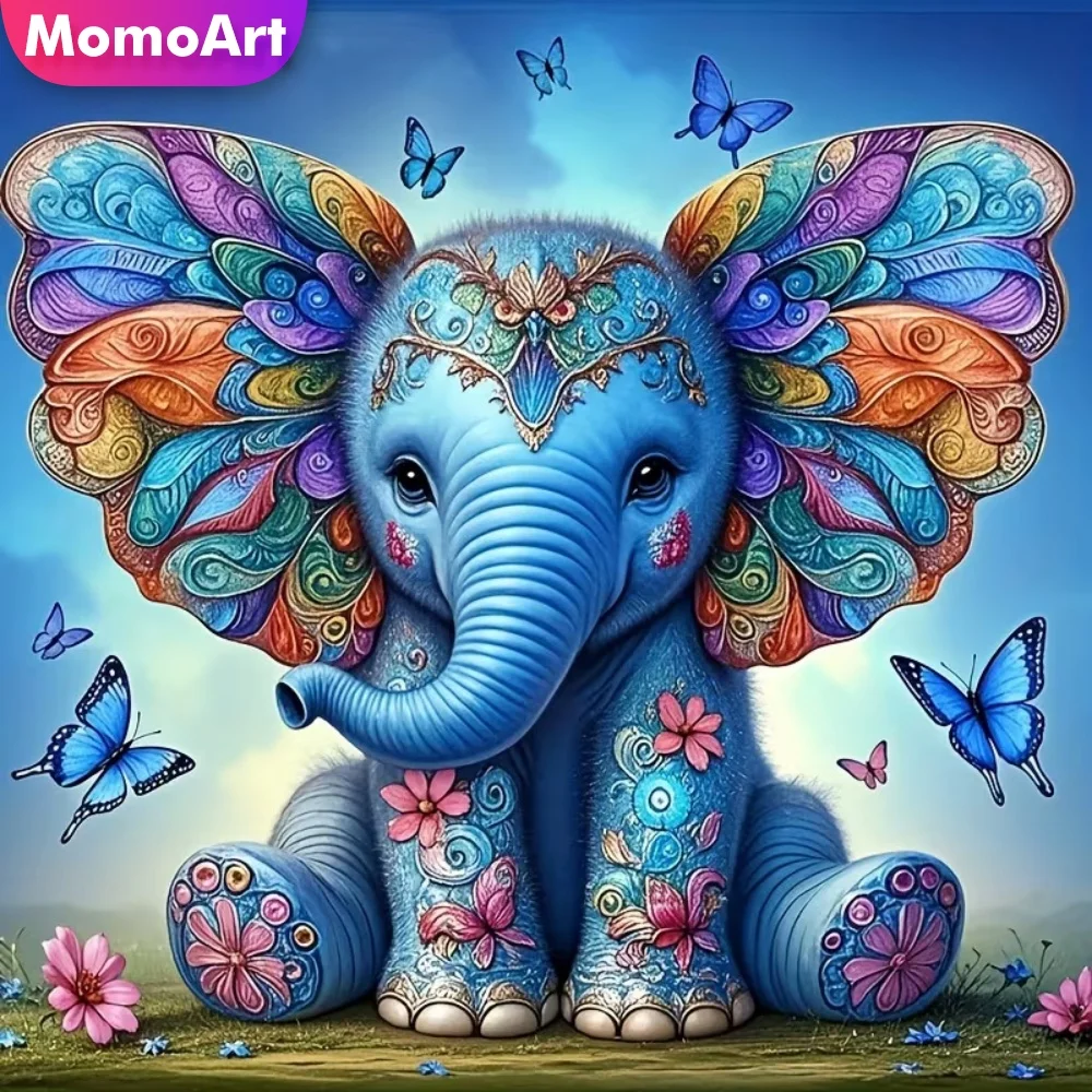 

Momoart New Arrival Elephant Diamond Embroidery Animal Painting DIY Diamond Mosaic Butterfly Picture Rhinestones Unique Gift