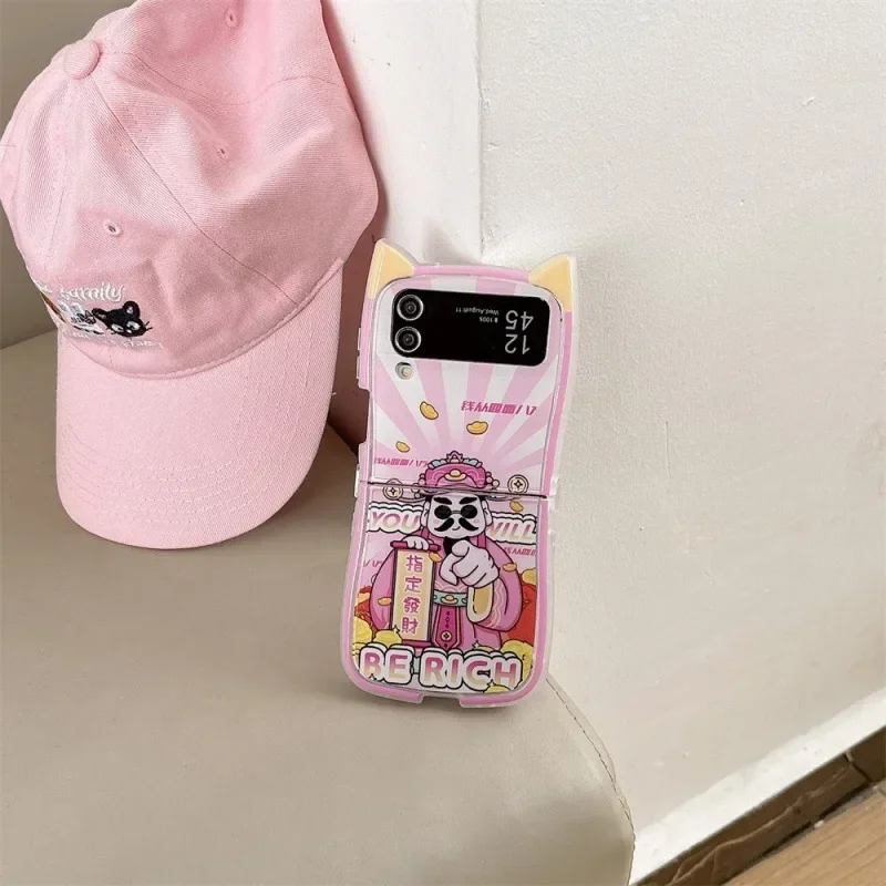 Funda de teléfono God of Wealth para Samsung Galaxy Z Flip 6 5 4 3 funda protectora trasera para ZFlip4 ZFlip5 ZFlip6