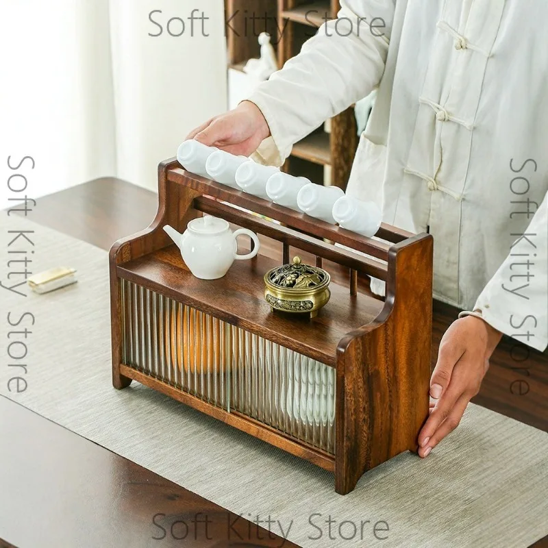 South American walnut wooden cup holder Changhong drain push-pull cabinet tea set