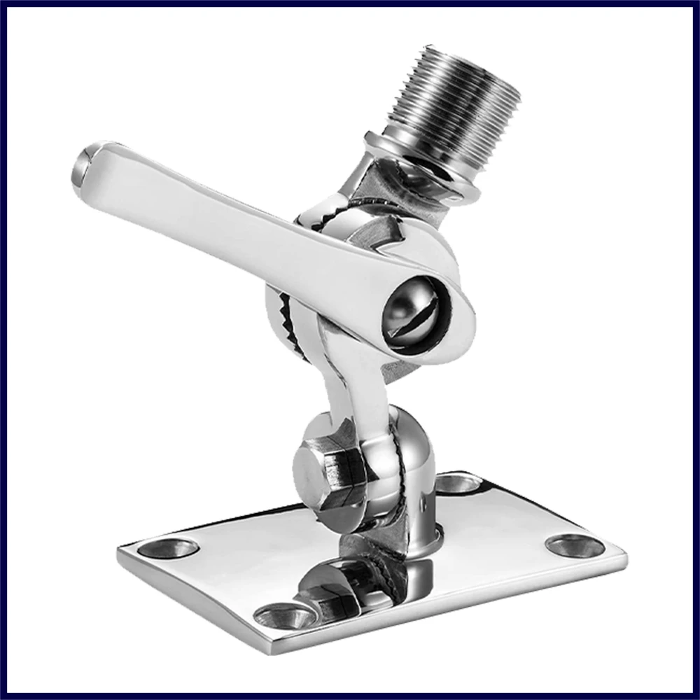 

1pcs 316 Stainless Steel Adjustable Base Marine VHF Antenna Dual Axis Ratchet Mounts Antenna Base Boat Hardware